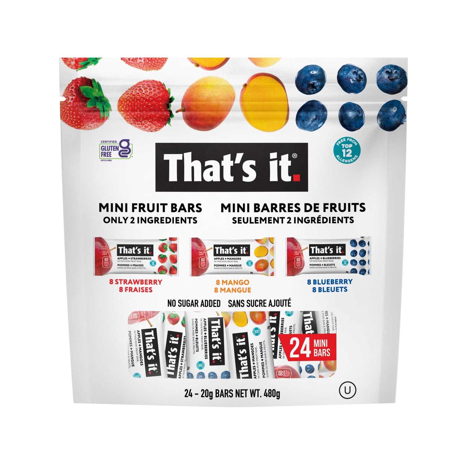 That's it. Mini Fruit Bars Variety Pack, 24 × 20 g — product image
