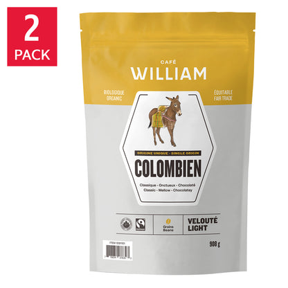Café William Colombian Light Roast Fairtrade and Organic Whole Bean Coffee, 2-pack - image 1