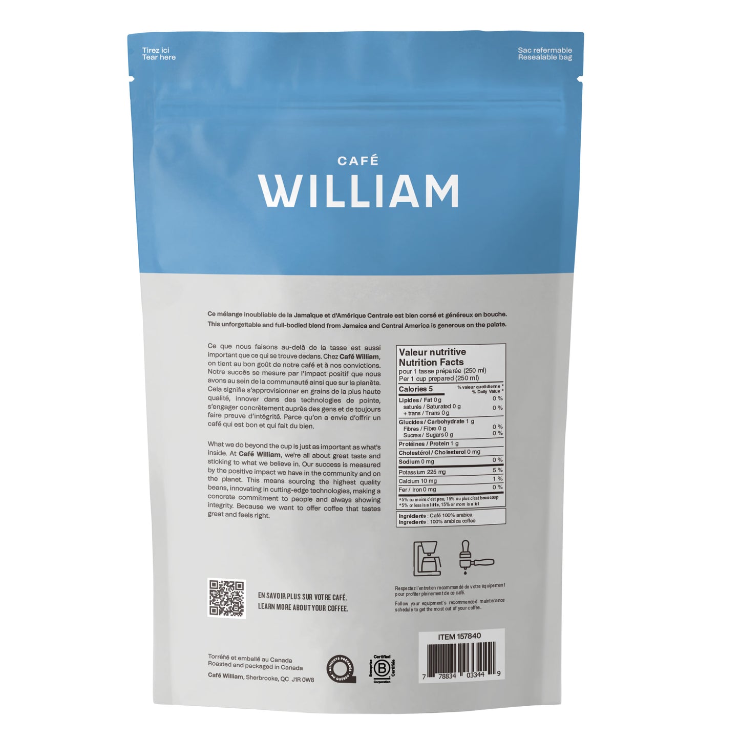 Café William Jamaican Blend Blue Mountain Blend Whole Bean Coffee, 2 x 800 g - image 2
