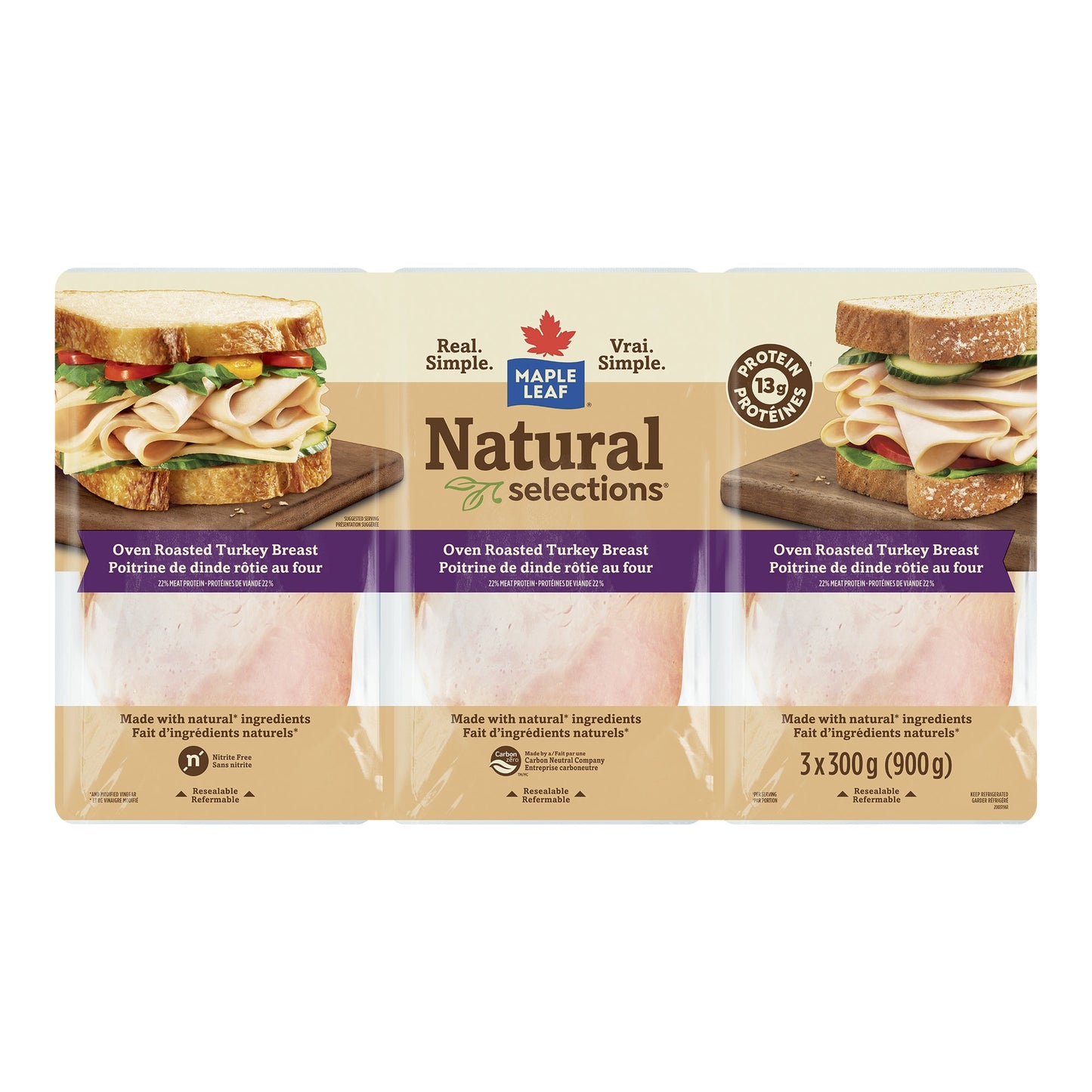 Maple Leaf Natural Selections Sliced Turkey, 3 X 300g - image 2