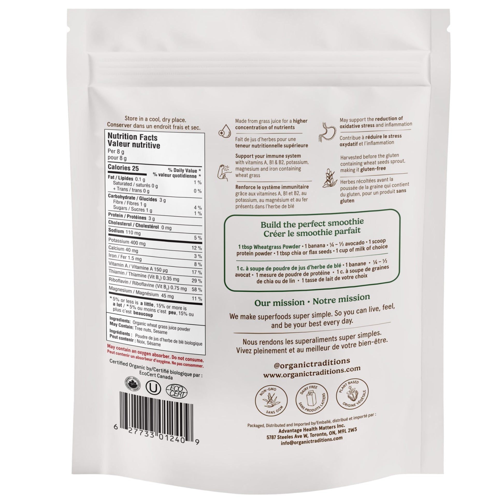 Organic Traditions Wheat Grass Juice Powder, 2-pack - image 2