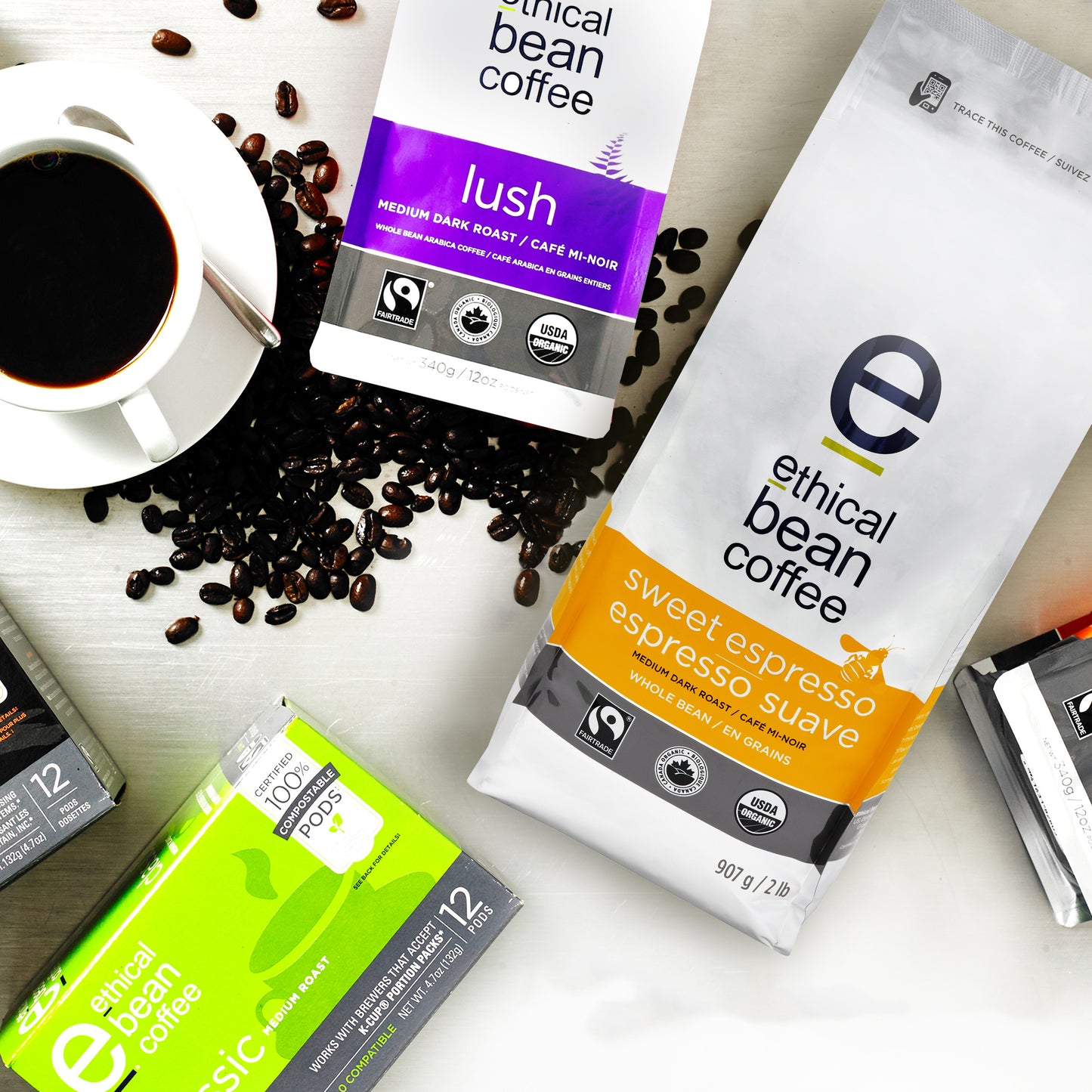 Ethical Bean Coffee Sweet Espresso Medium Dark Roast Whole Bean Coffee, 2 × 907 g - image 2