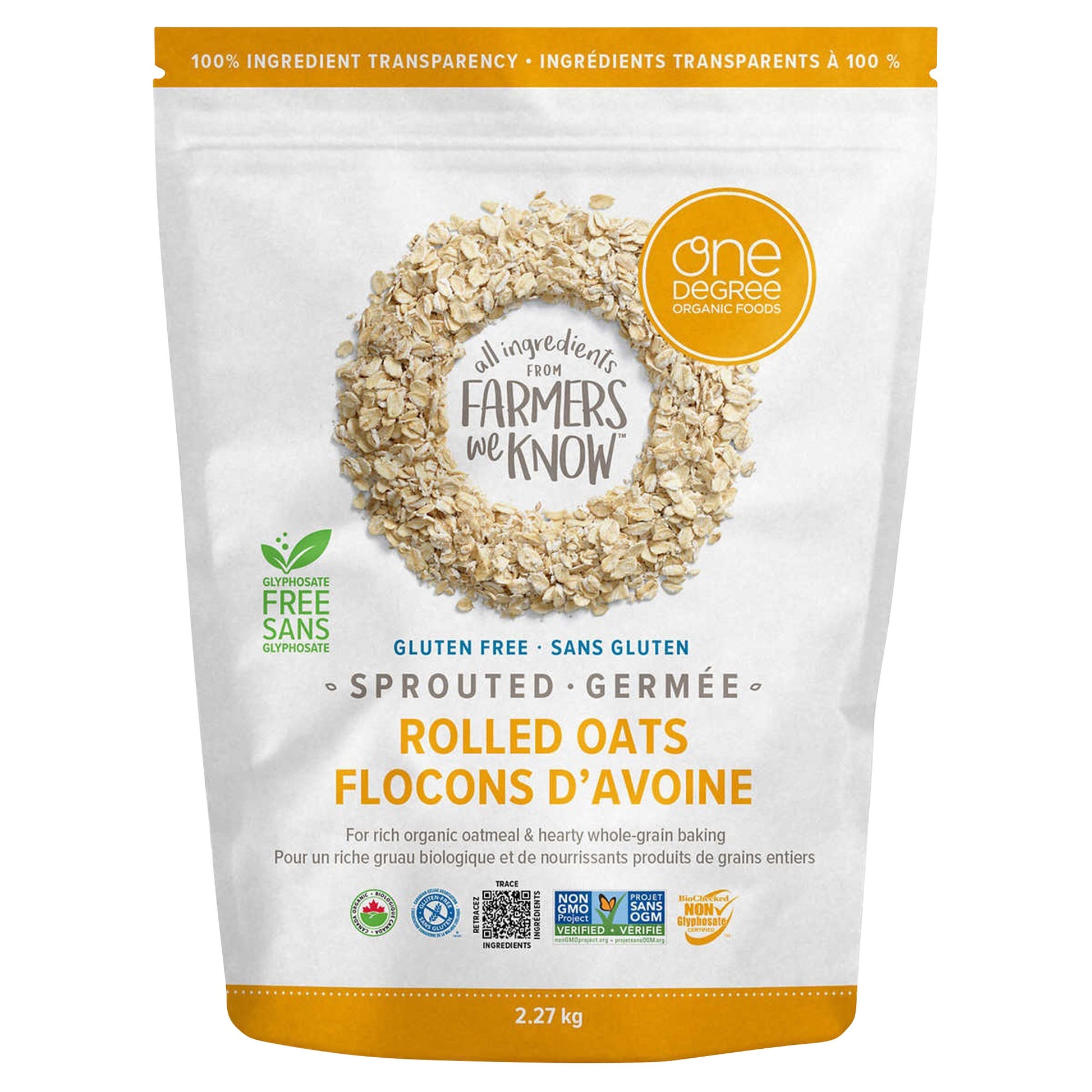 One Degree Sprouted Rolled Oats, 2.27 kg - image 1