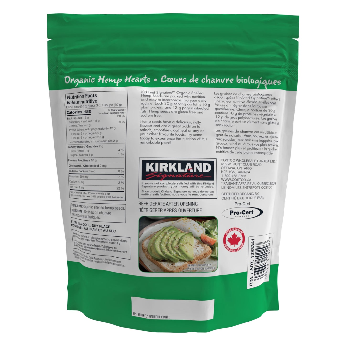 Kirkland Signature Organic Hemp Hearts, 907 g - image 3