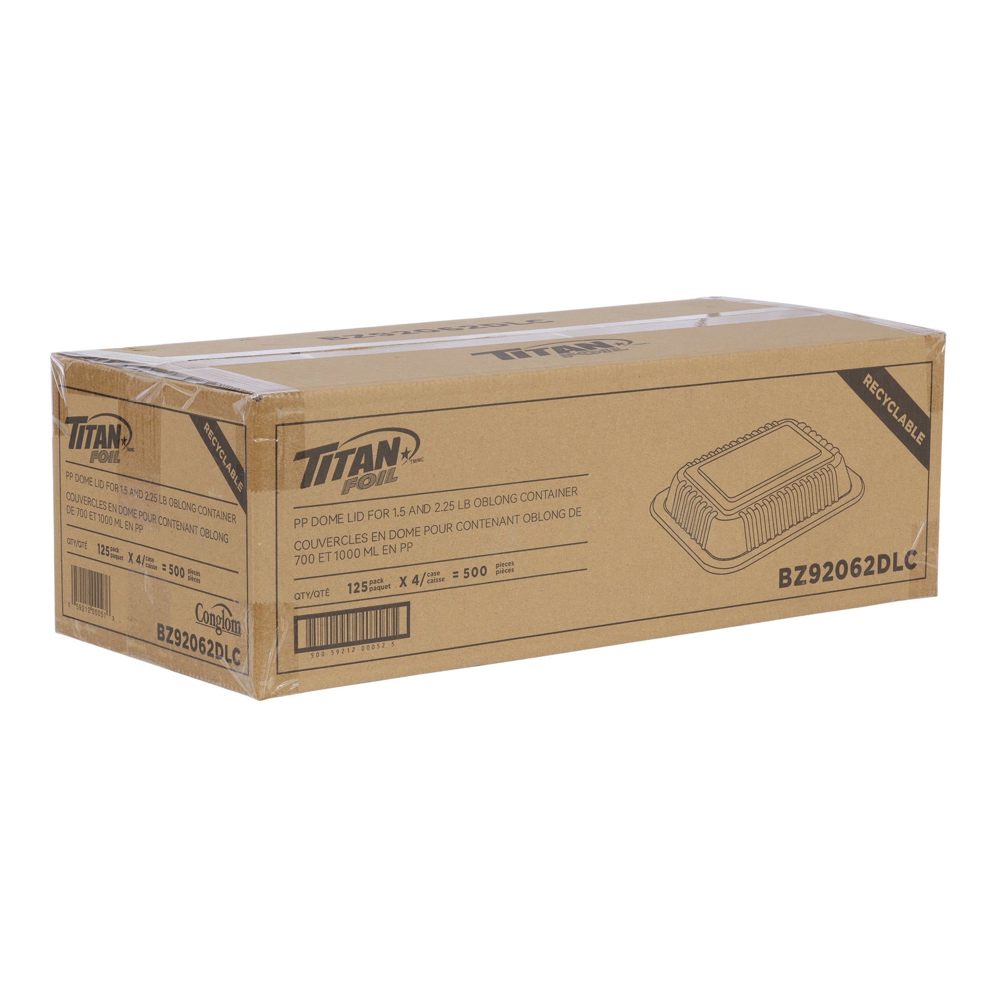 Titan Dome Lids for 3-lb Rectangular Aluminum Containers, Pack of 500 - image 1