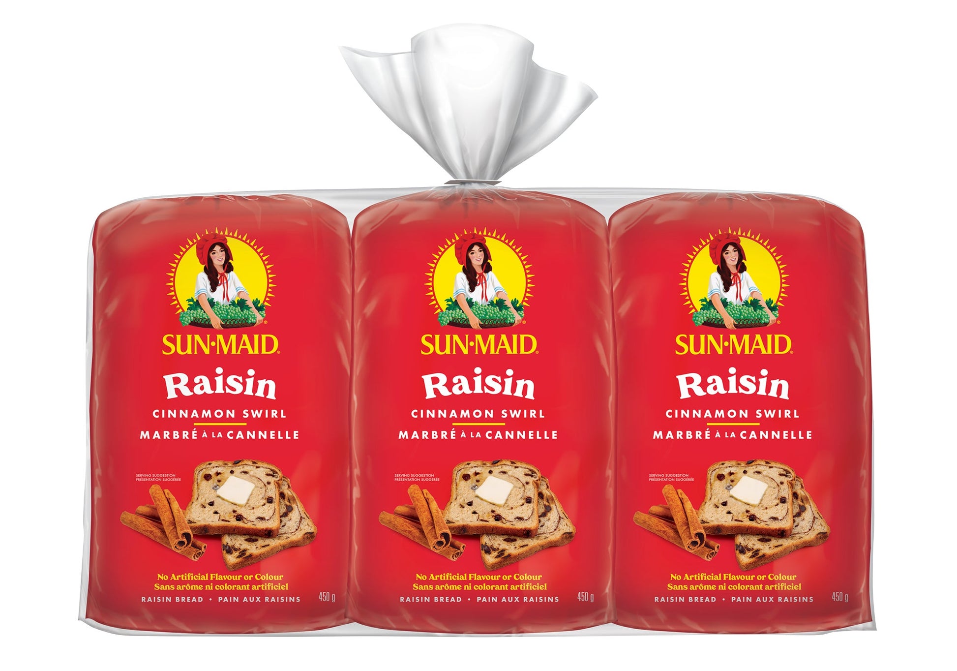 Sun-Maid Raisin Cinnamon Swirl Bread, 3 × 450 g - image 1