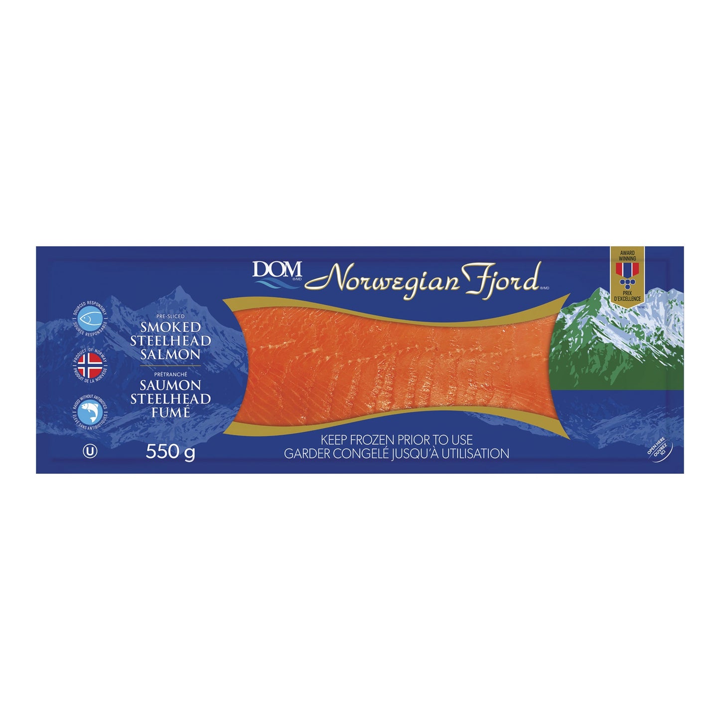 Norwegian Fjord Frozen Smoked Steelhead Salmon, 550 g - image 1