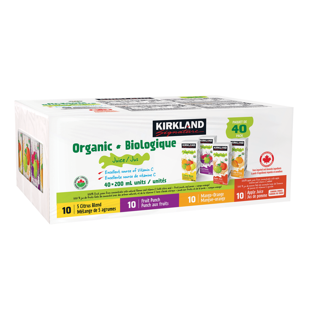 Kirkland Signature Organic Juice Assorted Flavours 40 x 200 mL — image 1