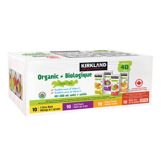 Kirkland Signature Organic Juice Assorted Flavours 40 x 200 mL — image 1