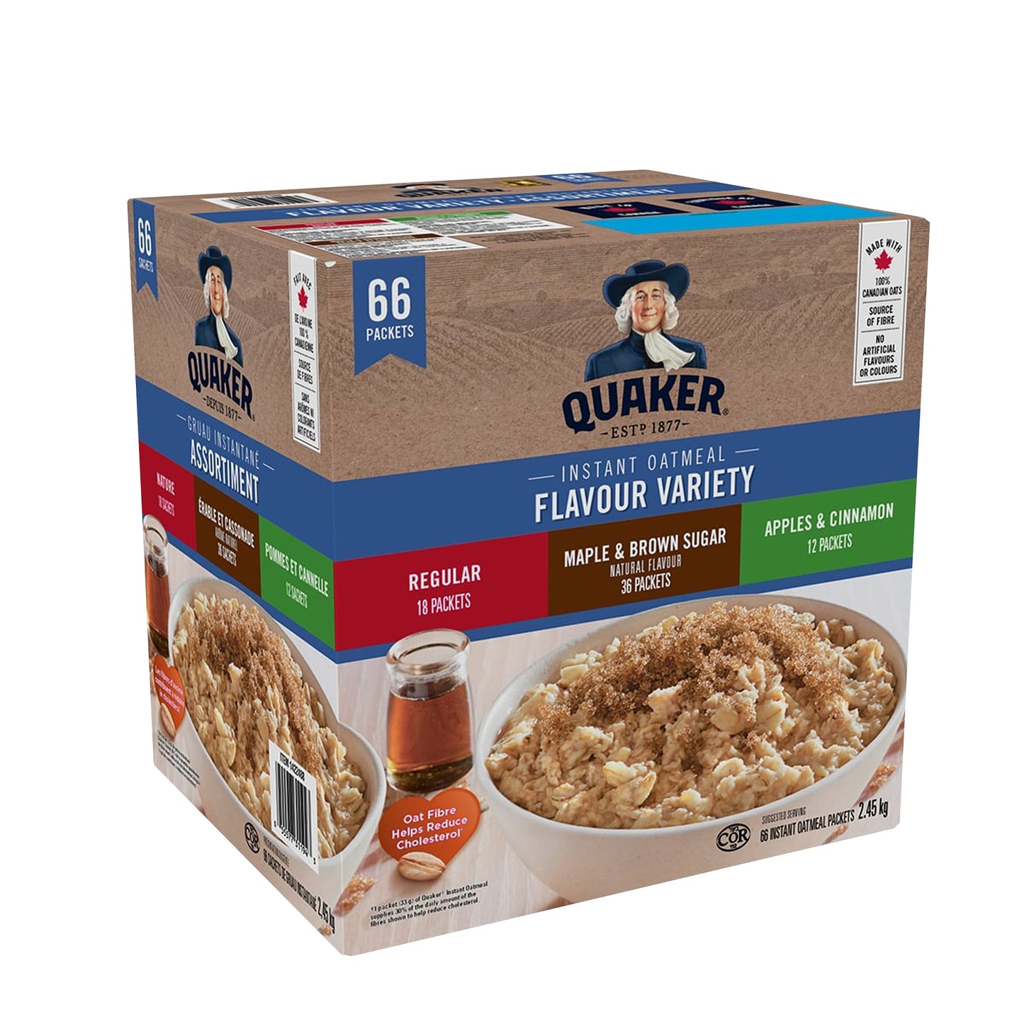Quaker Instant Oatmeal 3 Flavour Variety Pack, 2.45 kg - image 1