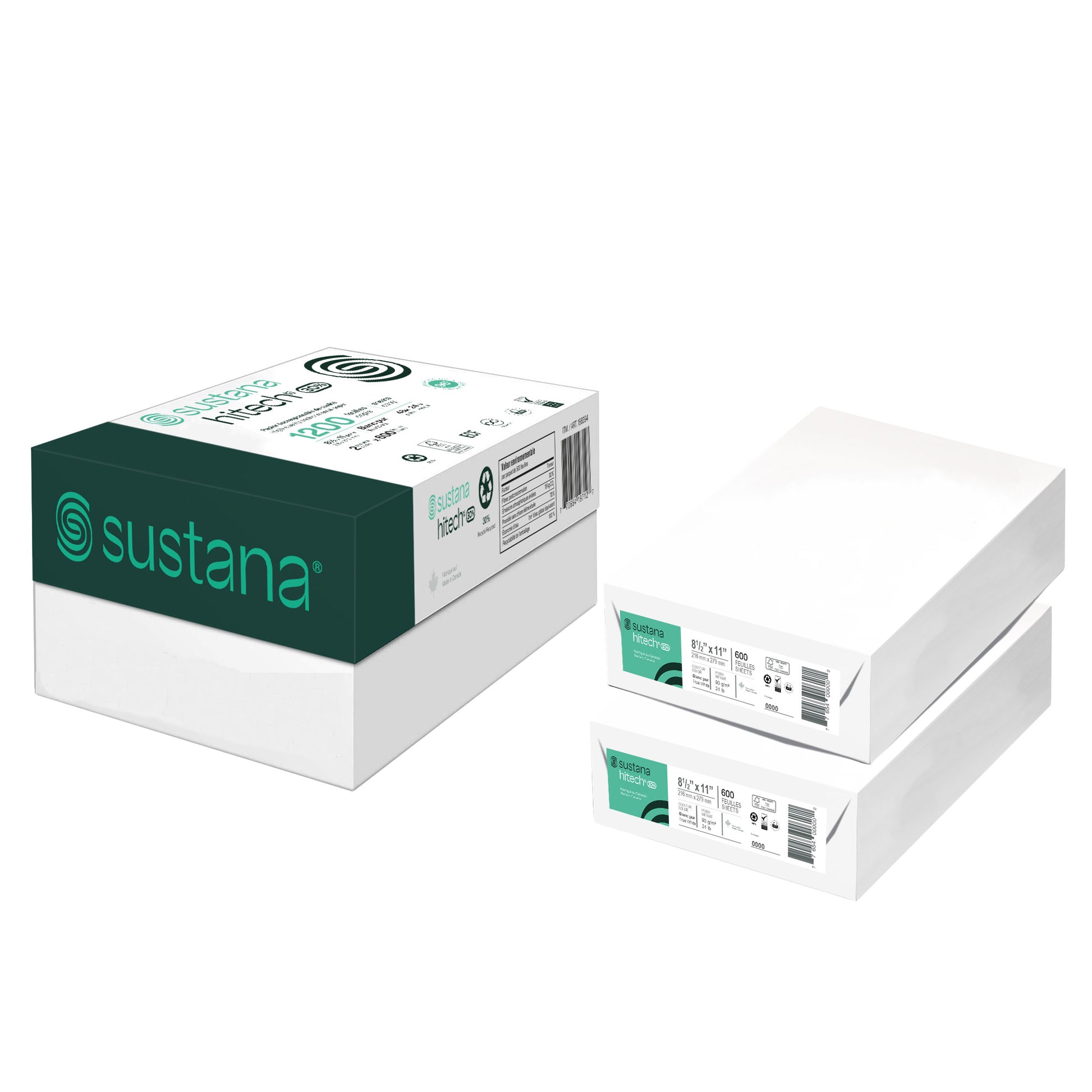 Sustana Hitech Printer Paper, Letter, 8.5 in × 11 in., 96 Bright, 24 lb. - image 1