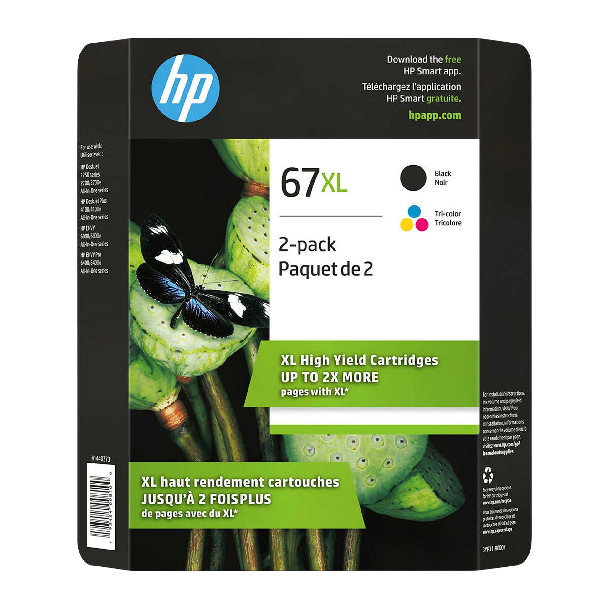 HP 67XL Black and Tri-colour High Yield Original Ink Cartridges (3YP31BN) Combo-pack - image 1