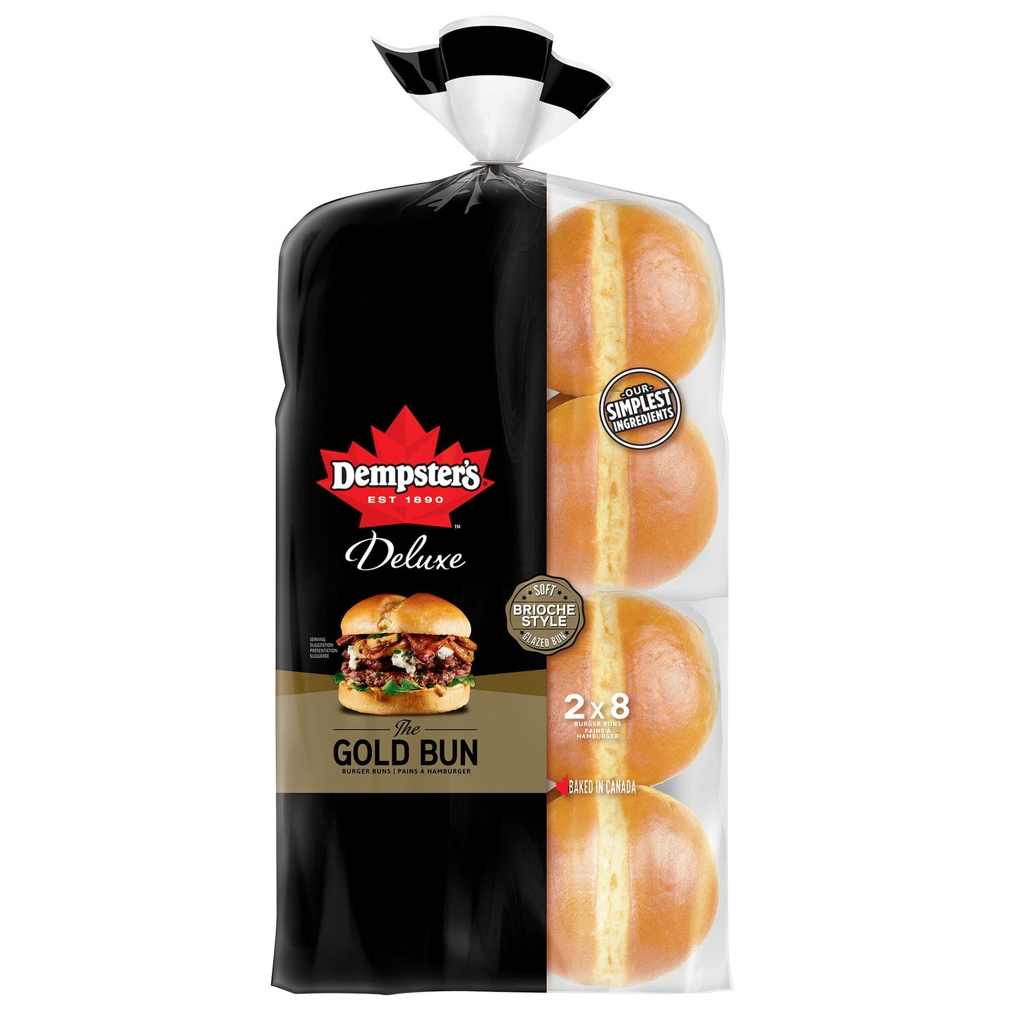 Dempster's Deluxe Gold Bun Brioche Hamburger Buns, Pack of 16 - image 1