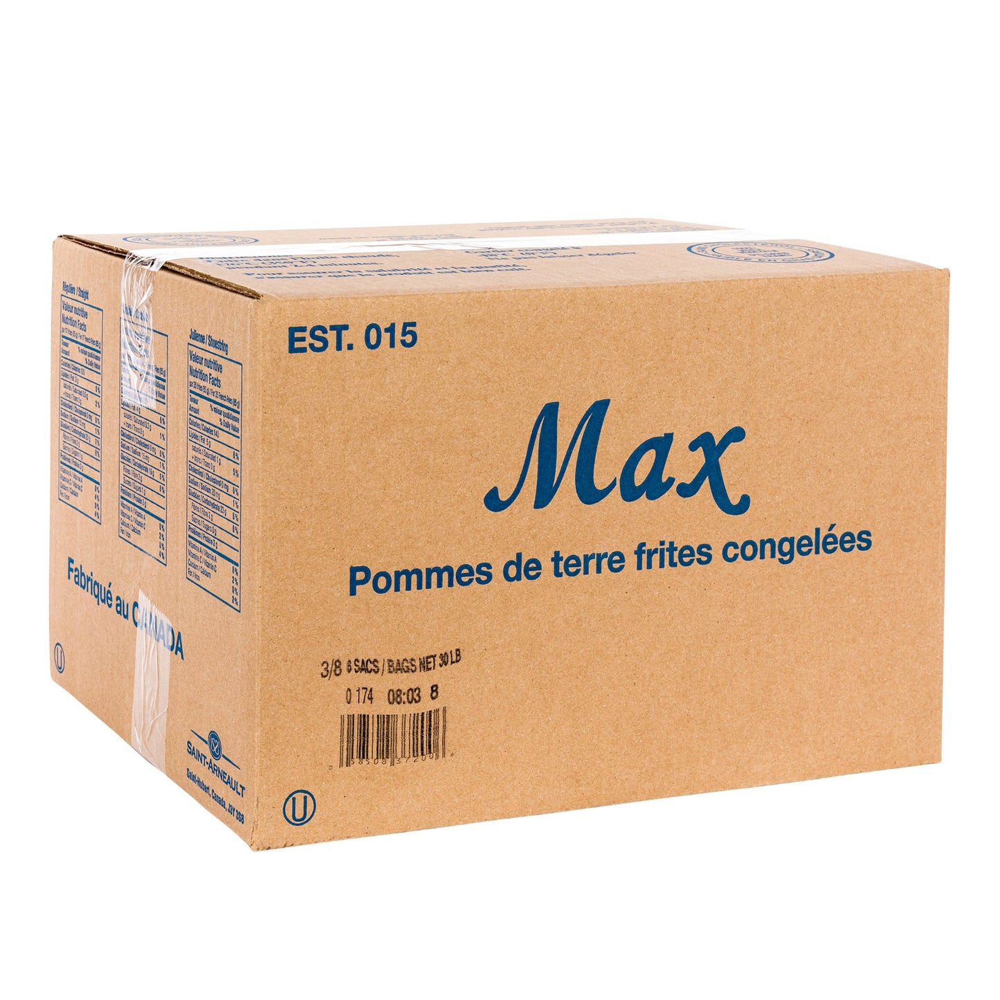Max Frozen 3/8-in Straight Cut Fries, 6 × 2.27 kg - image 1