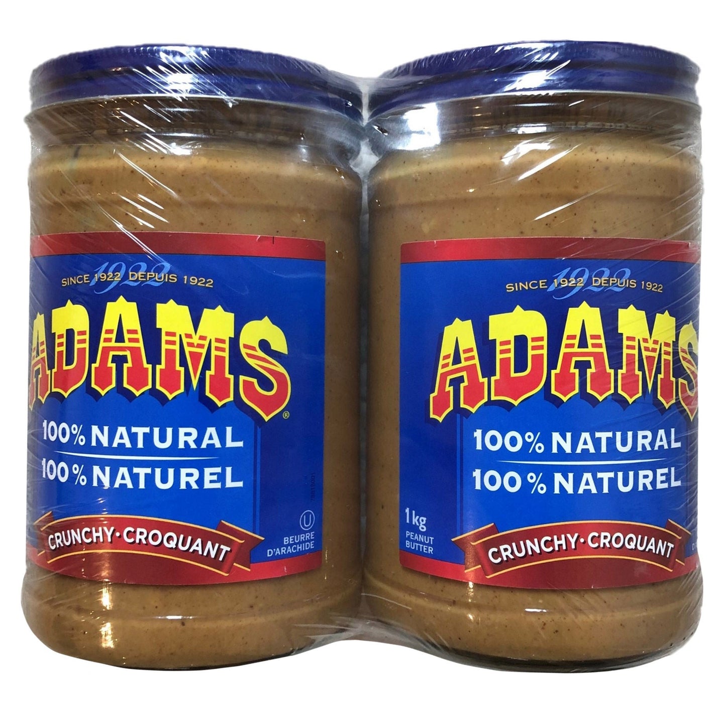 Adams 100% Natural Crunchy Peanut Butter, 2 x 1 kg - image 1