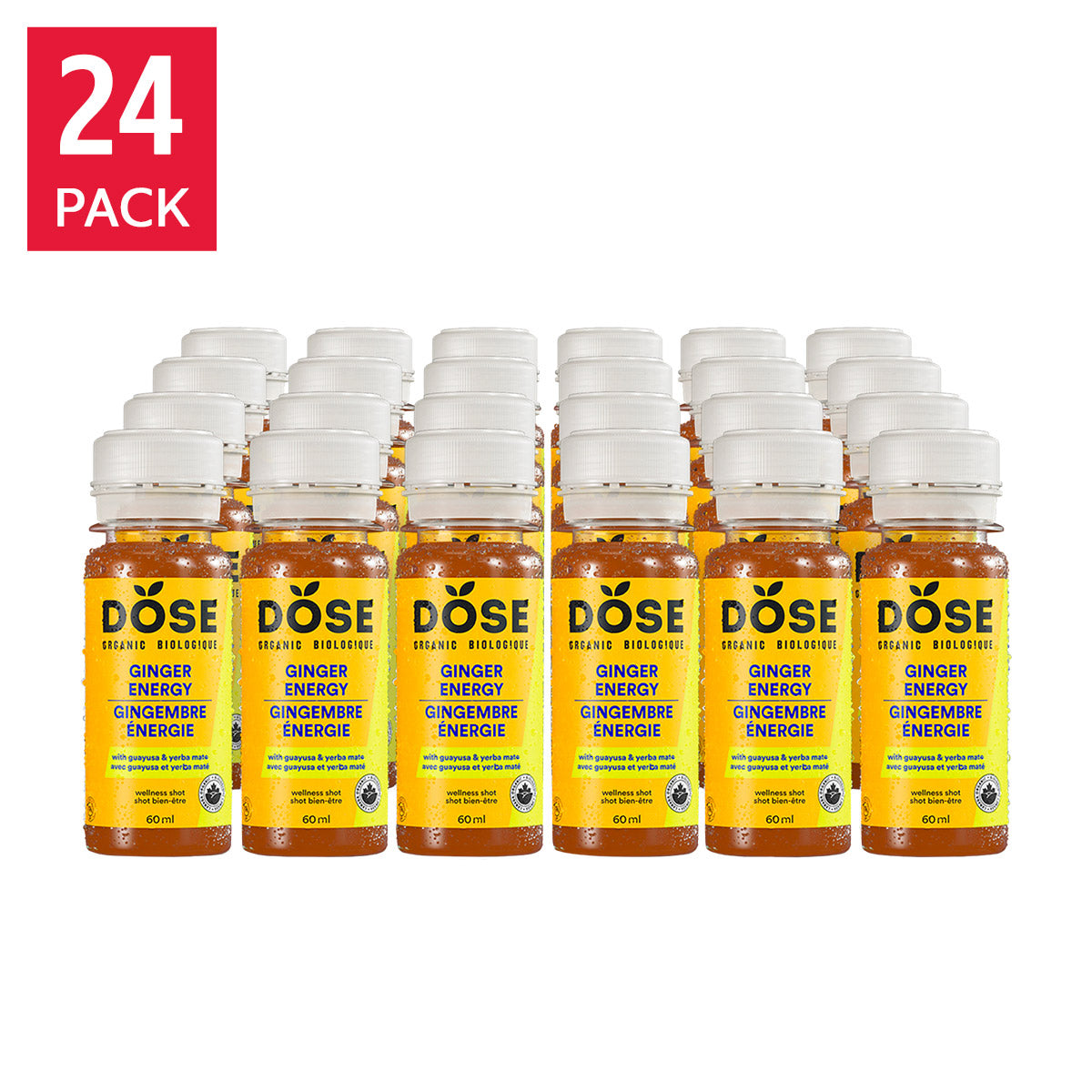 DOSE Organic Ginger Daily Booster shots, ENERGY pack, 24 x 60 mL (2 fl oz) - image 1