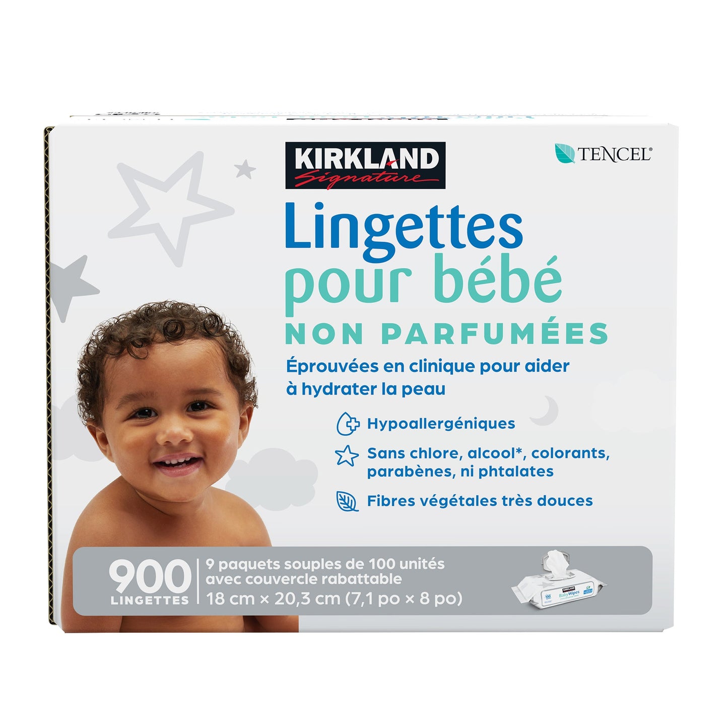 Kirkland Signature Baby Wipes, Fragrance Free, 9 Packs of 100 - image 1