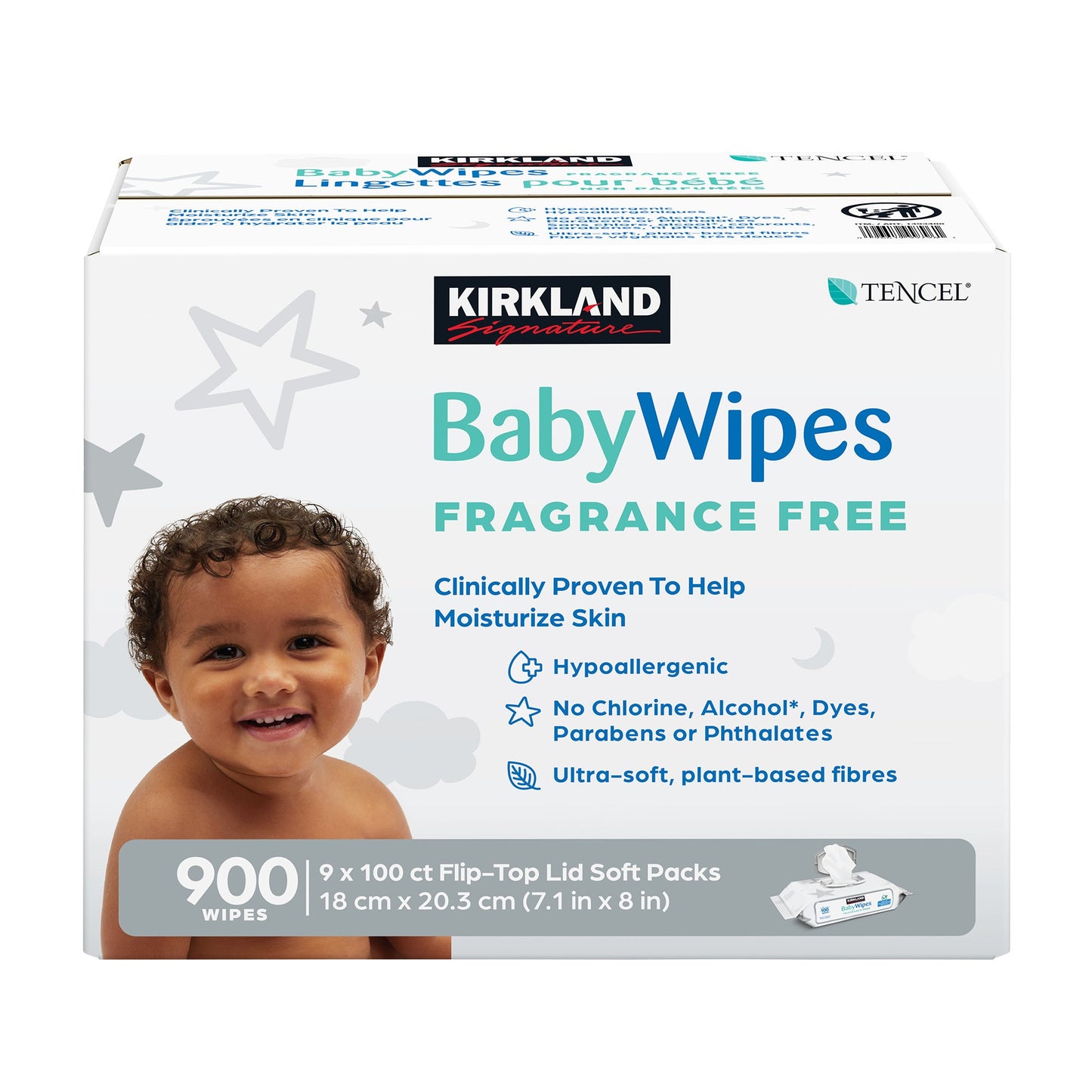 Kirkland Signature Baby Wipes, Fragrance Free, 9 Packs of 100 - image 2