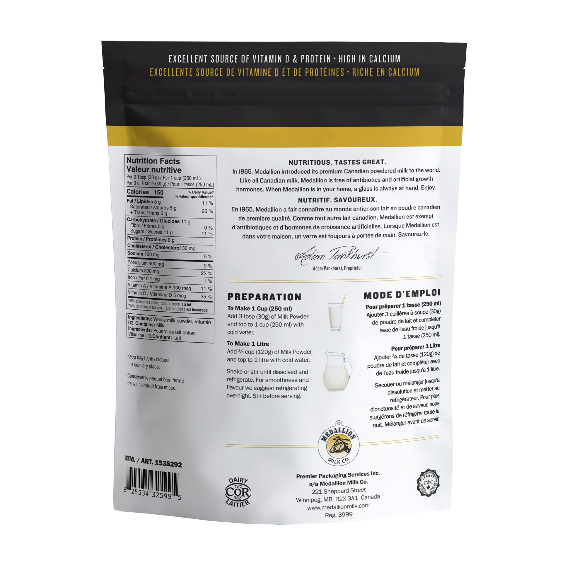 Medallion Milk Whole Milk Powder, 4 x 1 kg - image 2