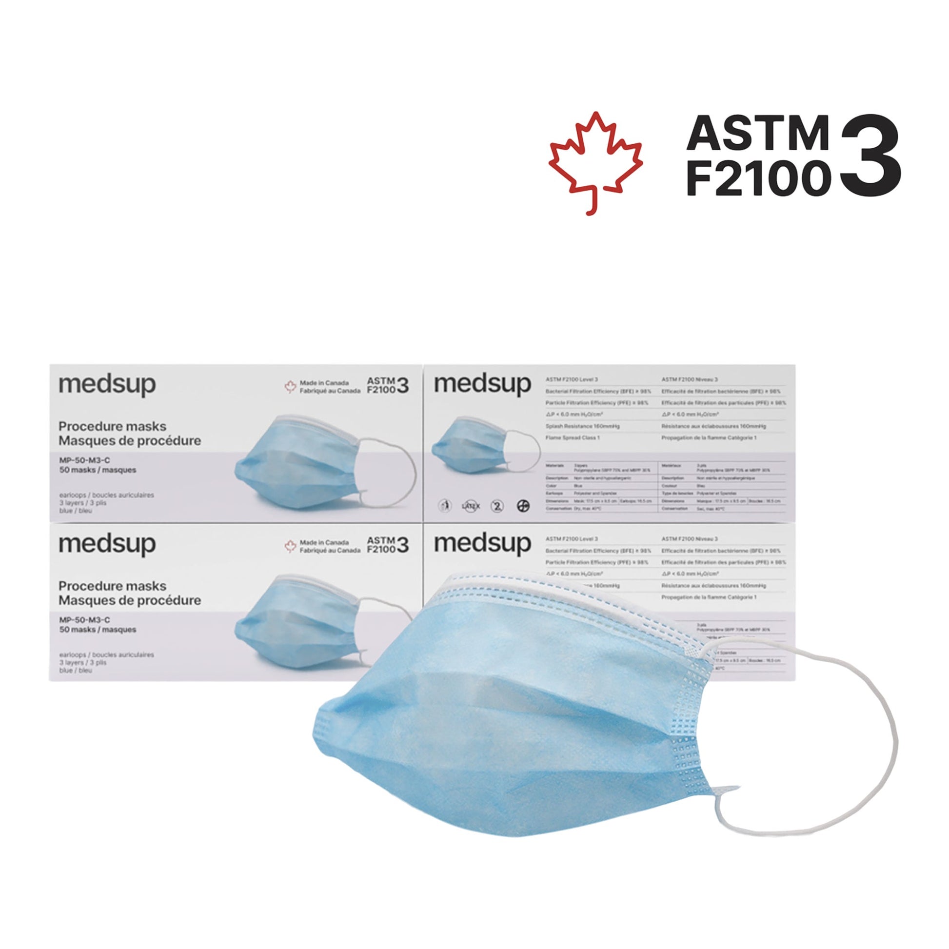 Medsup Medical Procedure Masks, 200 count Blue - image 1