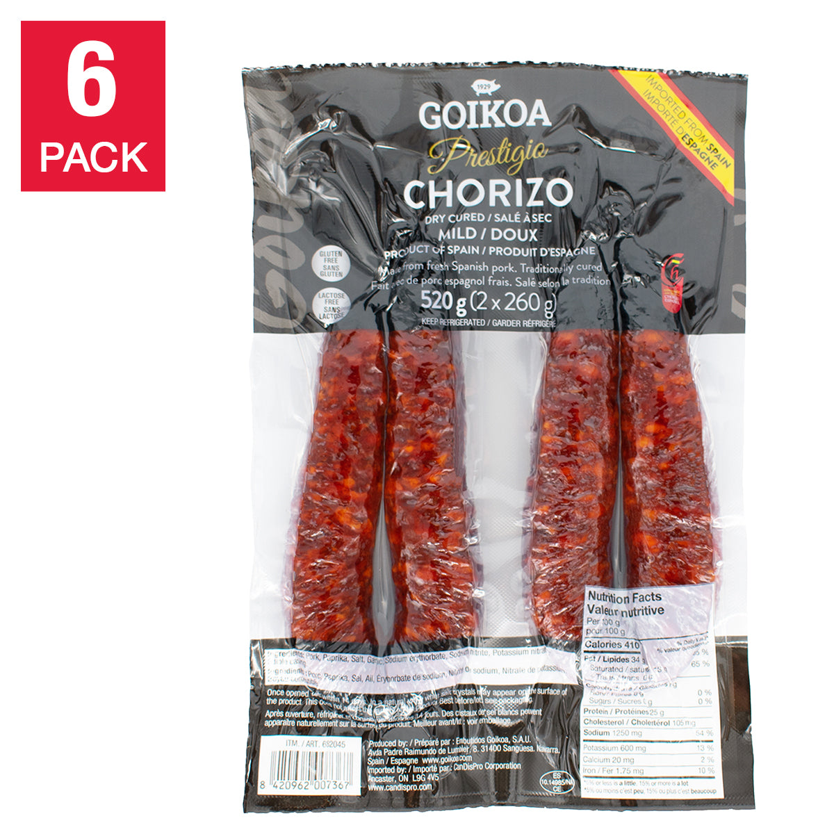 Goikoa Traditional Mild Chorizo 2 × 260 g (9.2 oz) × 6 pack - image 1