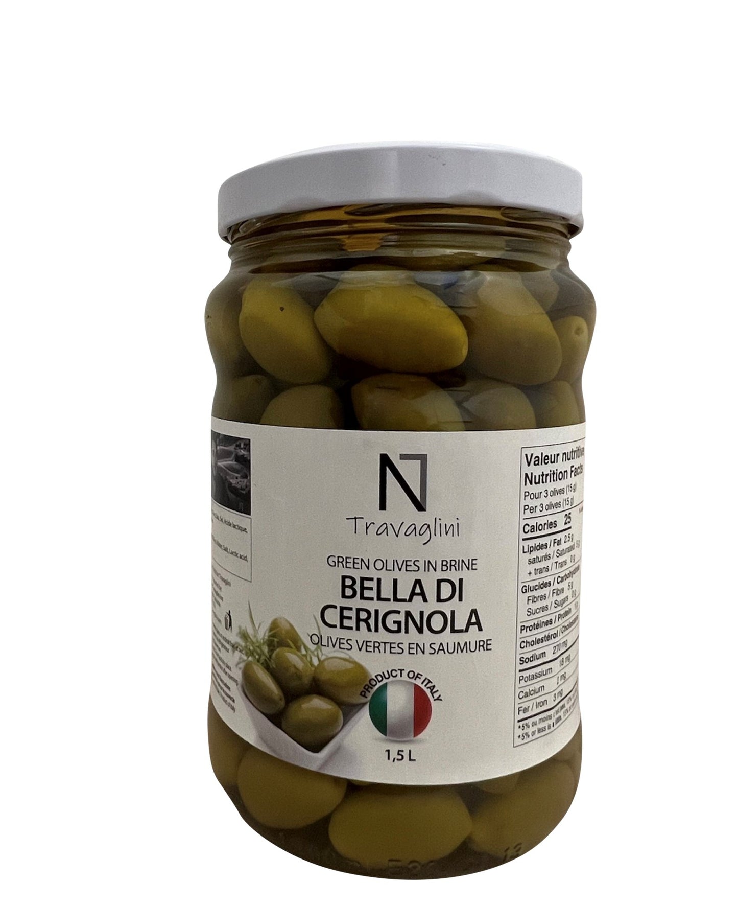 Travaglini Green Cerignola Olives in Brine, 1.5L - image 1