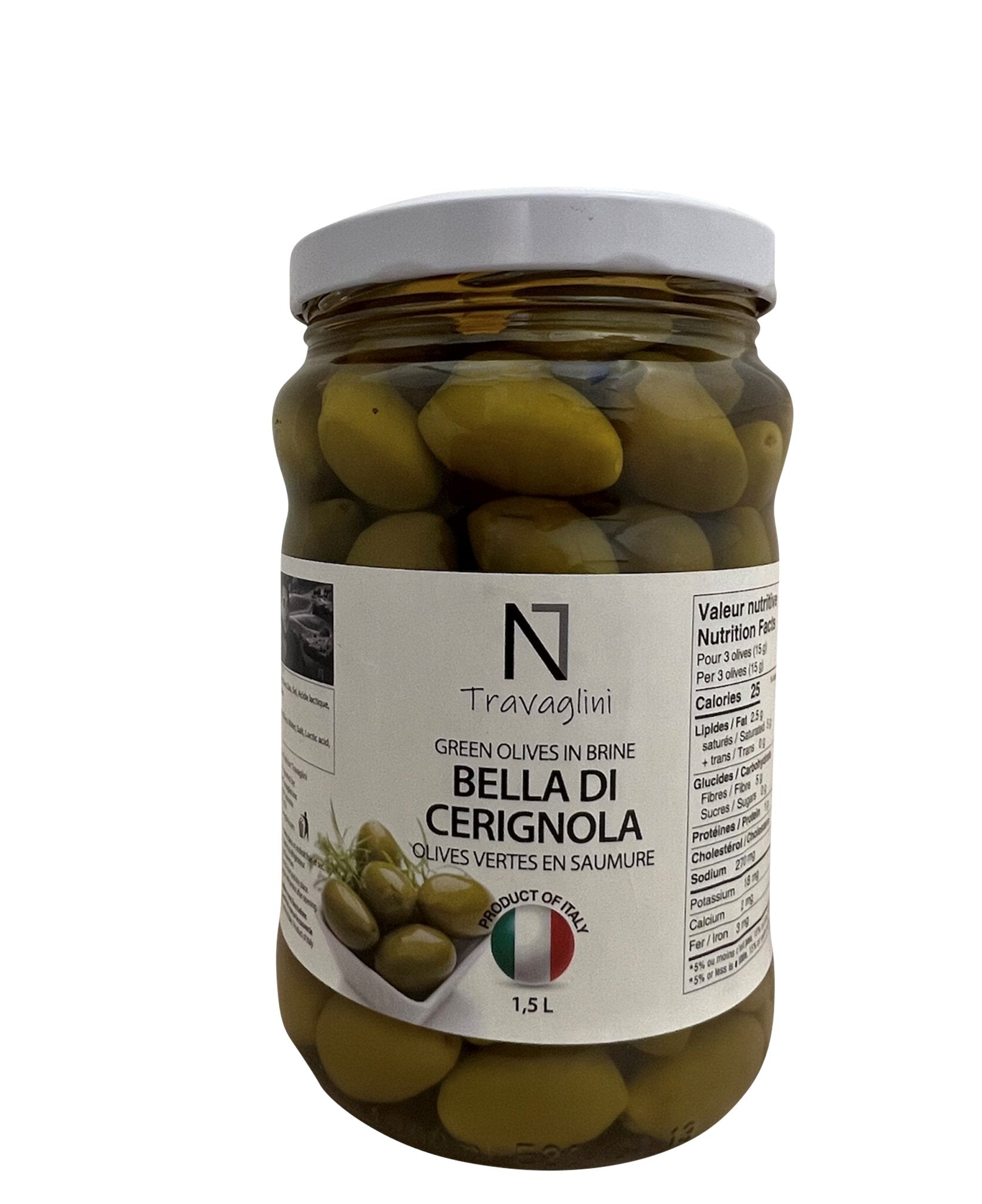 Travaglini Green Cerignola Olives in Brine, 1.5L - image 1