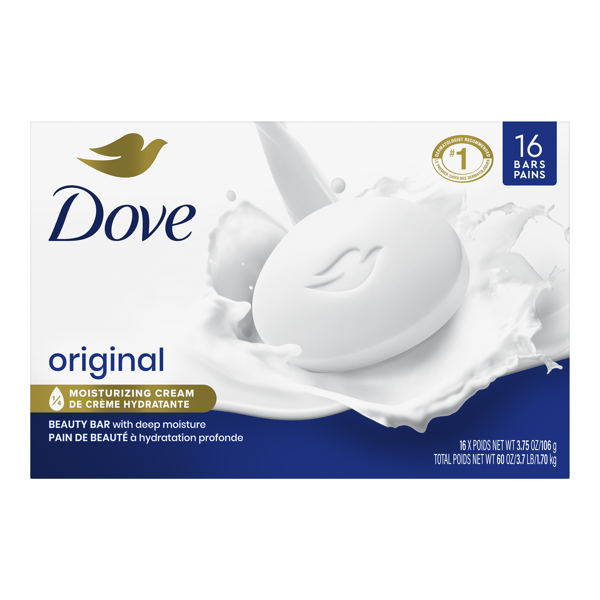Dove White Soap Bar, 16-pack - image 1