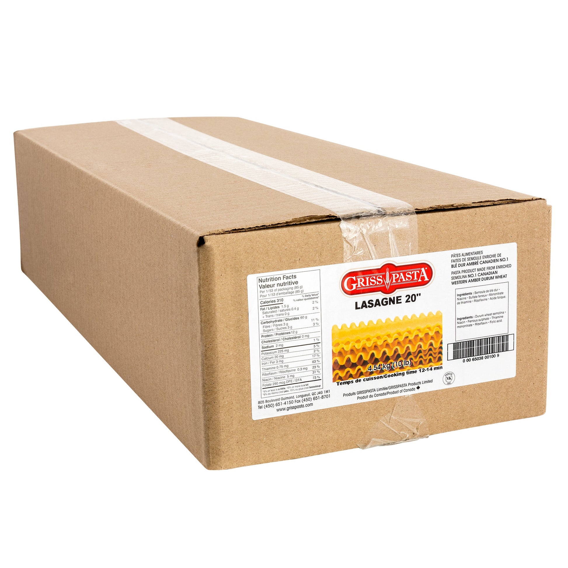 Griss Pasta Lasagna Sheets 20 in, 4.54 kg - image 1