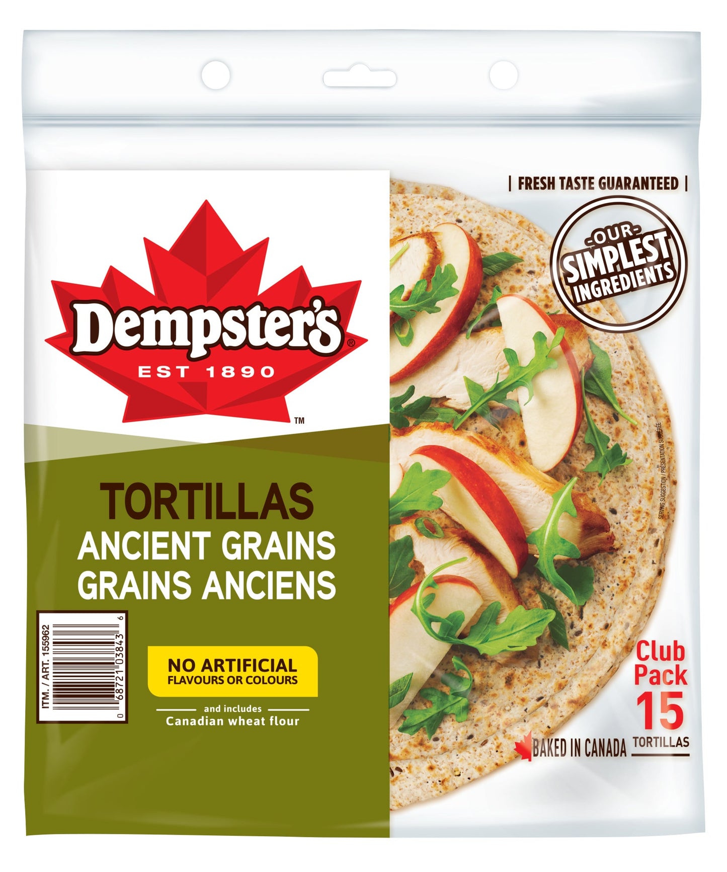 Dempster's 10-in Ancient Grains Tortillas, Pack of 15 - image 1