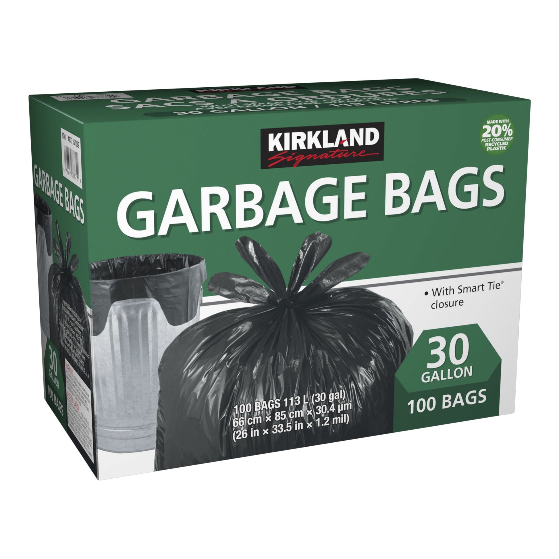 Kirkland Signature Smart Tie Garbage Bags, Pack of 100 - image 1