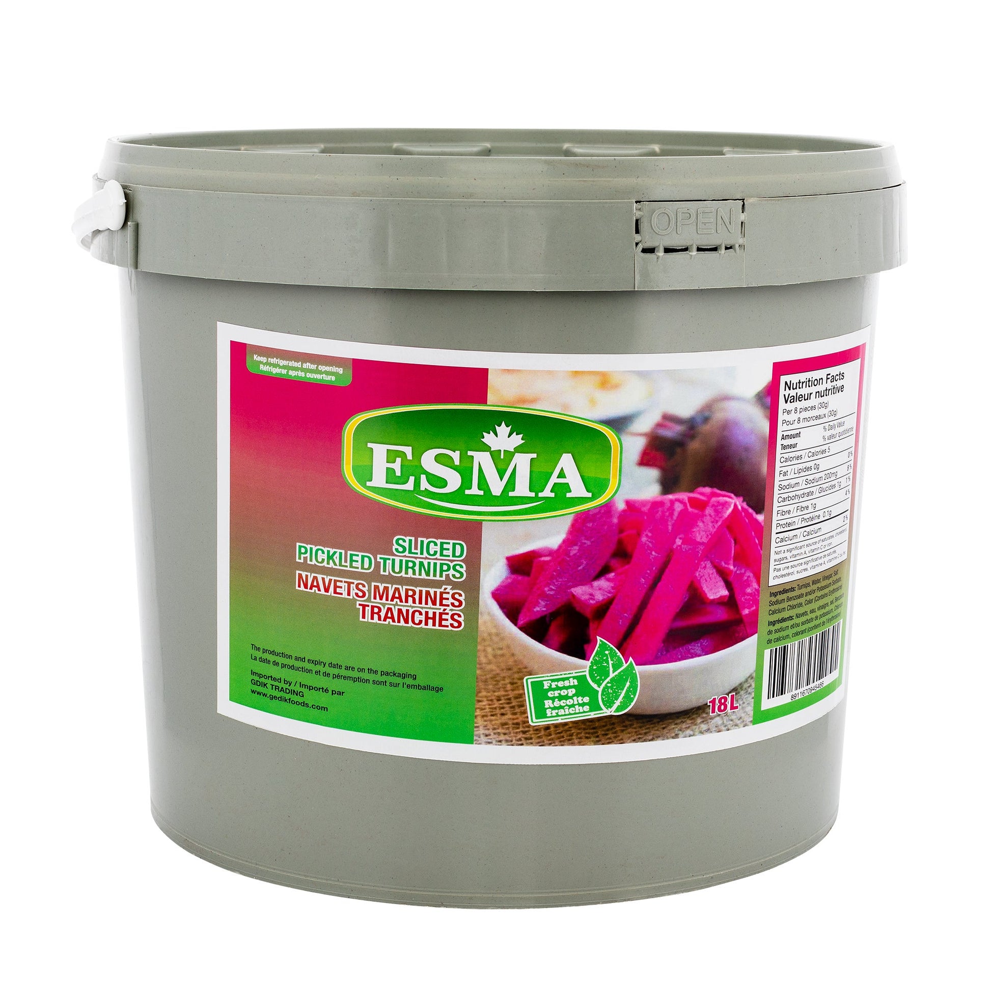 Esma Sliced Pickled Turnips, 18 L - image 1
