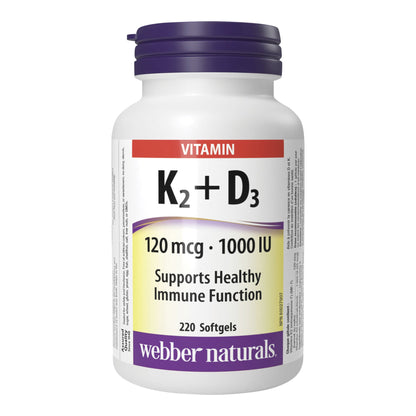webber naturals Vitamin K2+D3 120 mcg / 1000 IU - 220 softgels - image 2