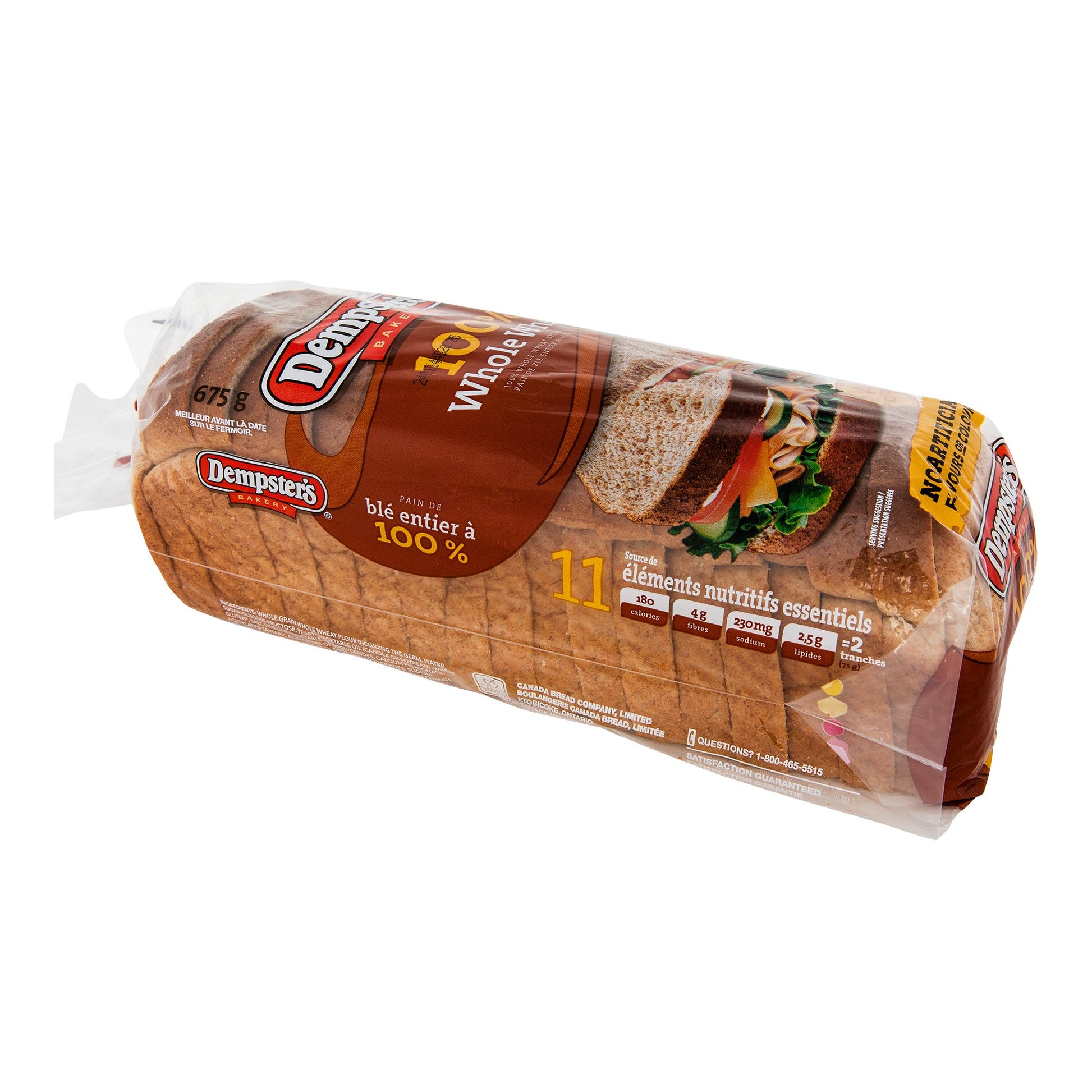 Dempster's 100% Whole Wheat Bread, 3 × 675 g - image 1