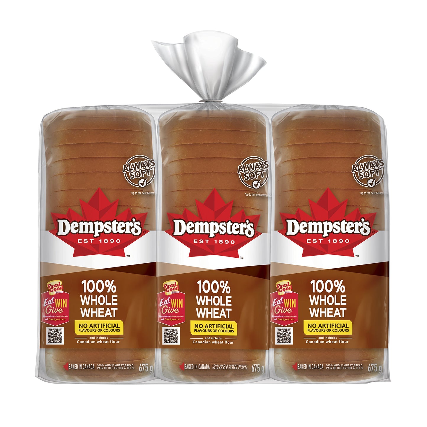 Dempster's 100% Whole Wheat Bread, 3 × 675 g - image 2