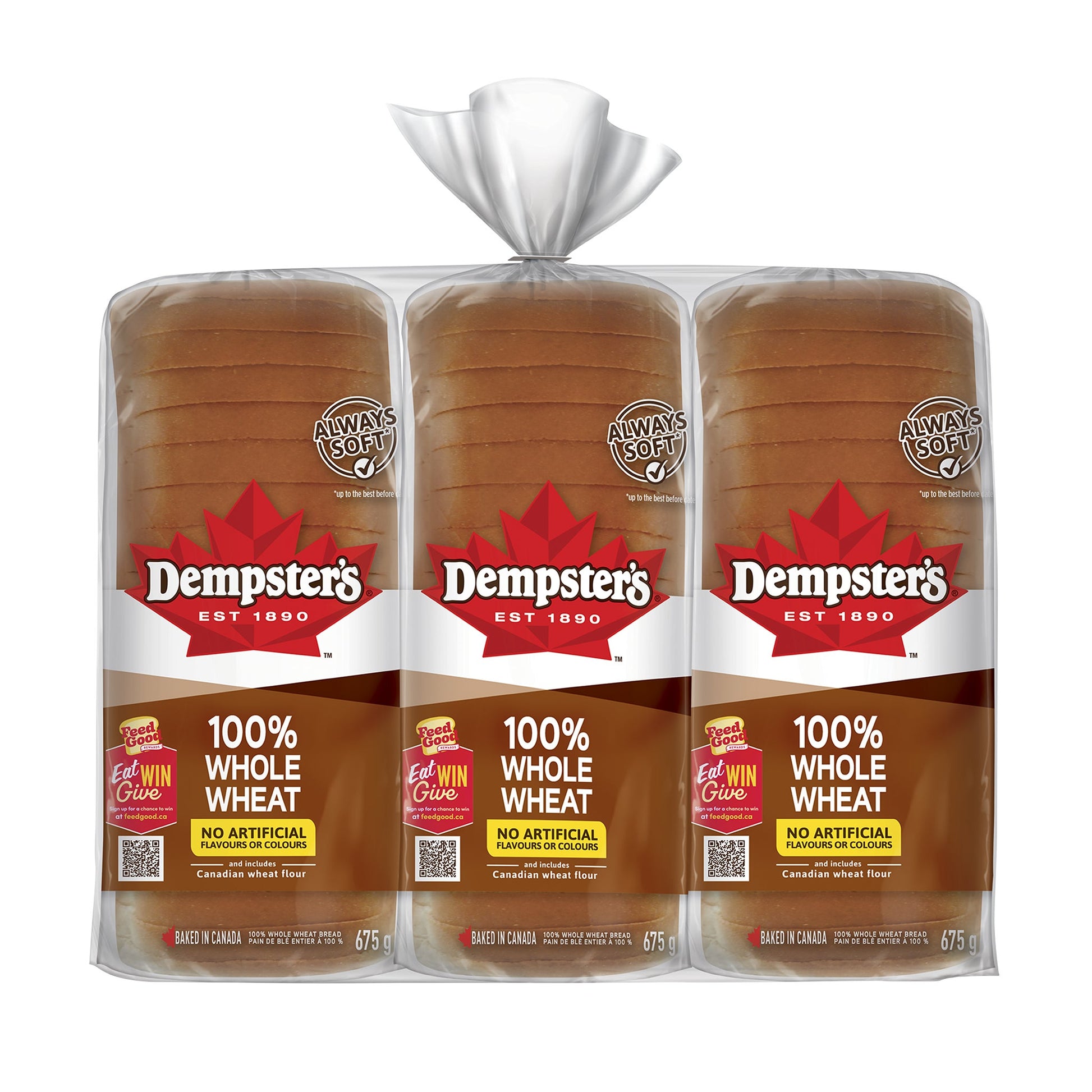 Dempster's 100% Whole Wheat Bread, 3 × 675 g - image 2