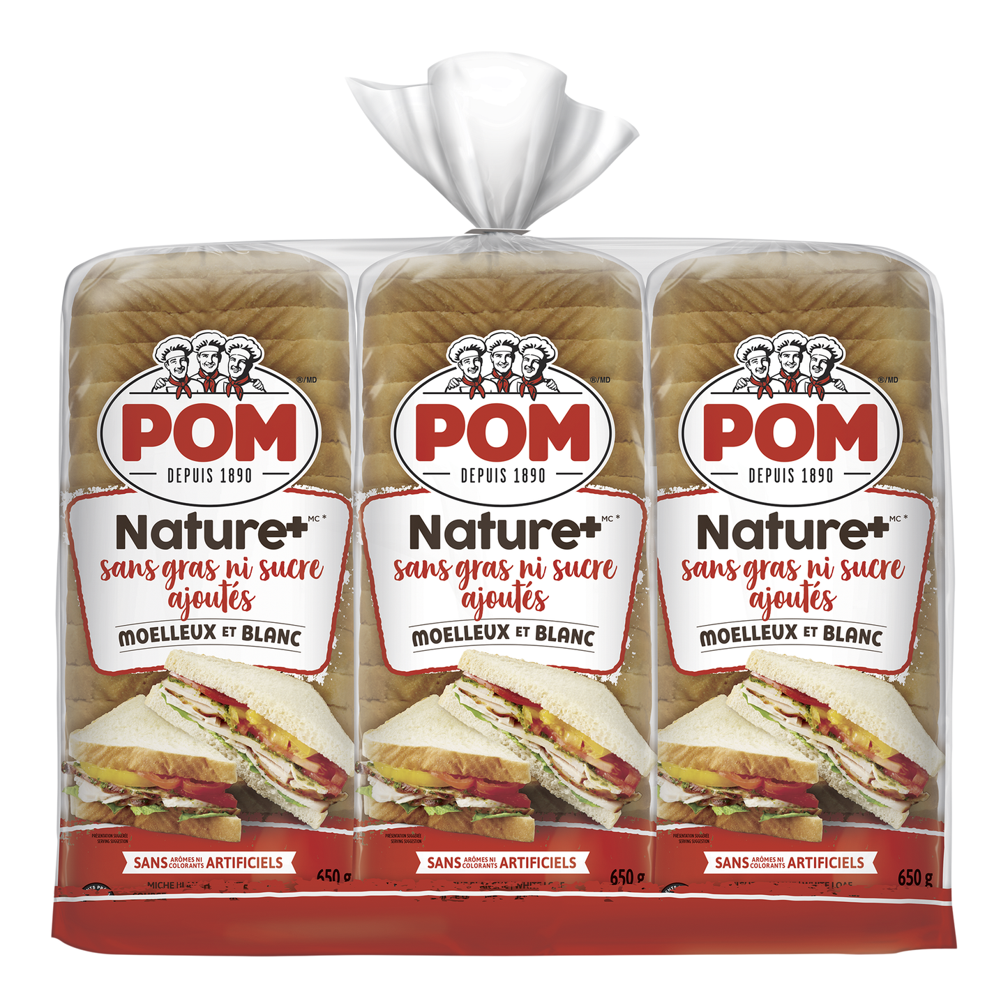 POM Nature White Bread, 3 x 650 g - image 1