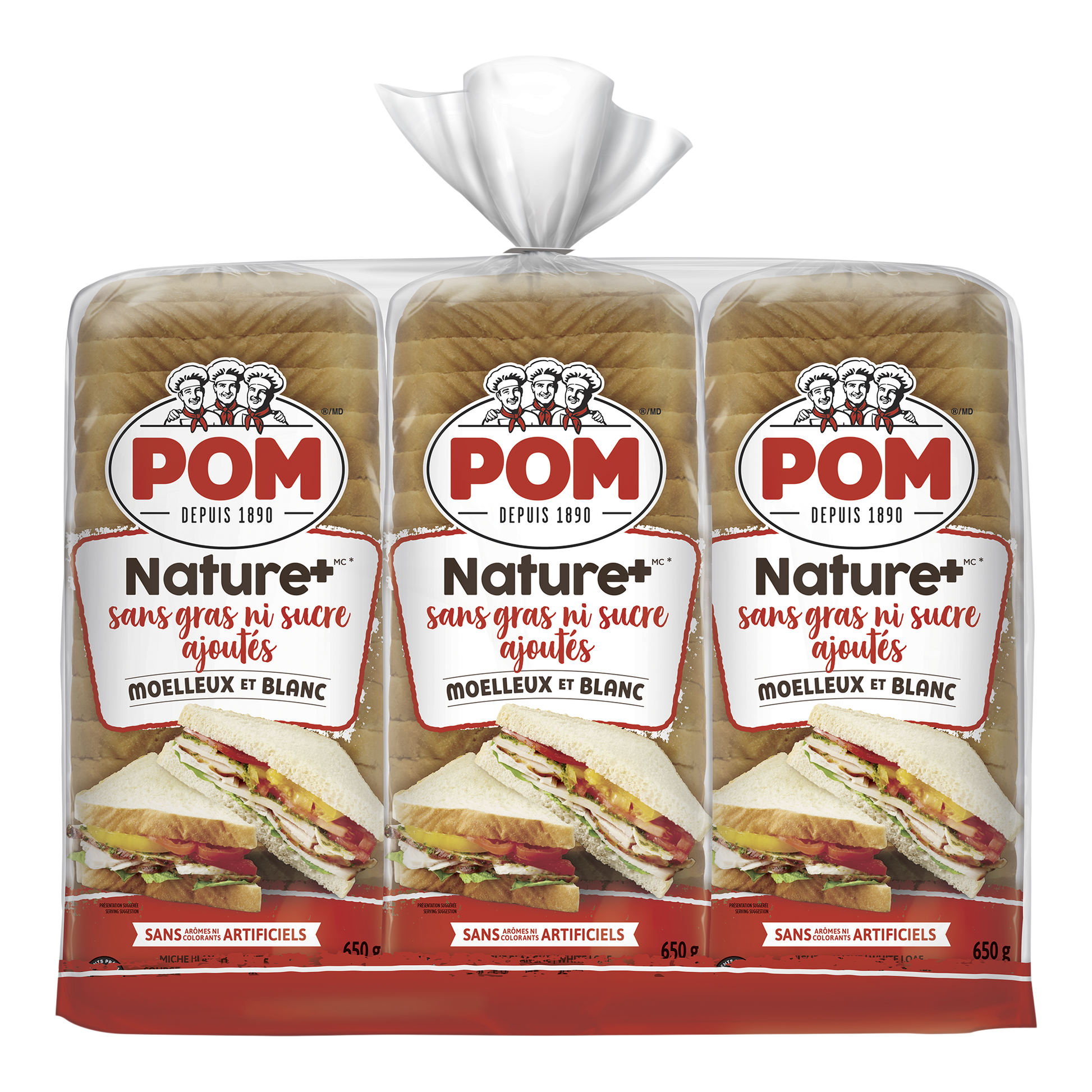 POM Nature White Bread, 3 x 650 g - image 1