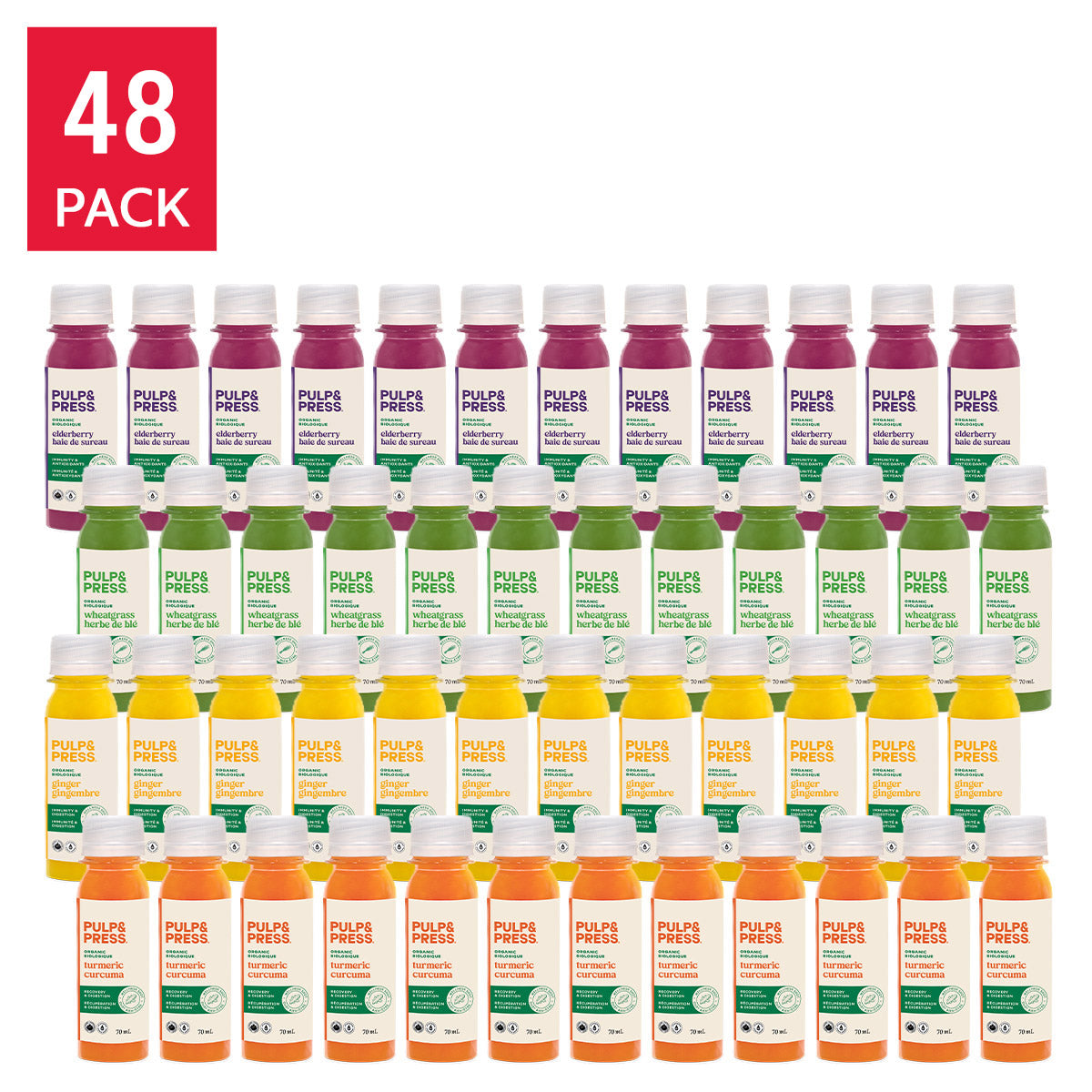 Pulp & Press Premium Organic Cold-Pressed Wellness Shot Variety Pack 70 mL (2.4 fl oz) x 48 Pack - image 1
