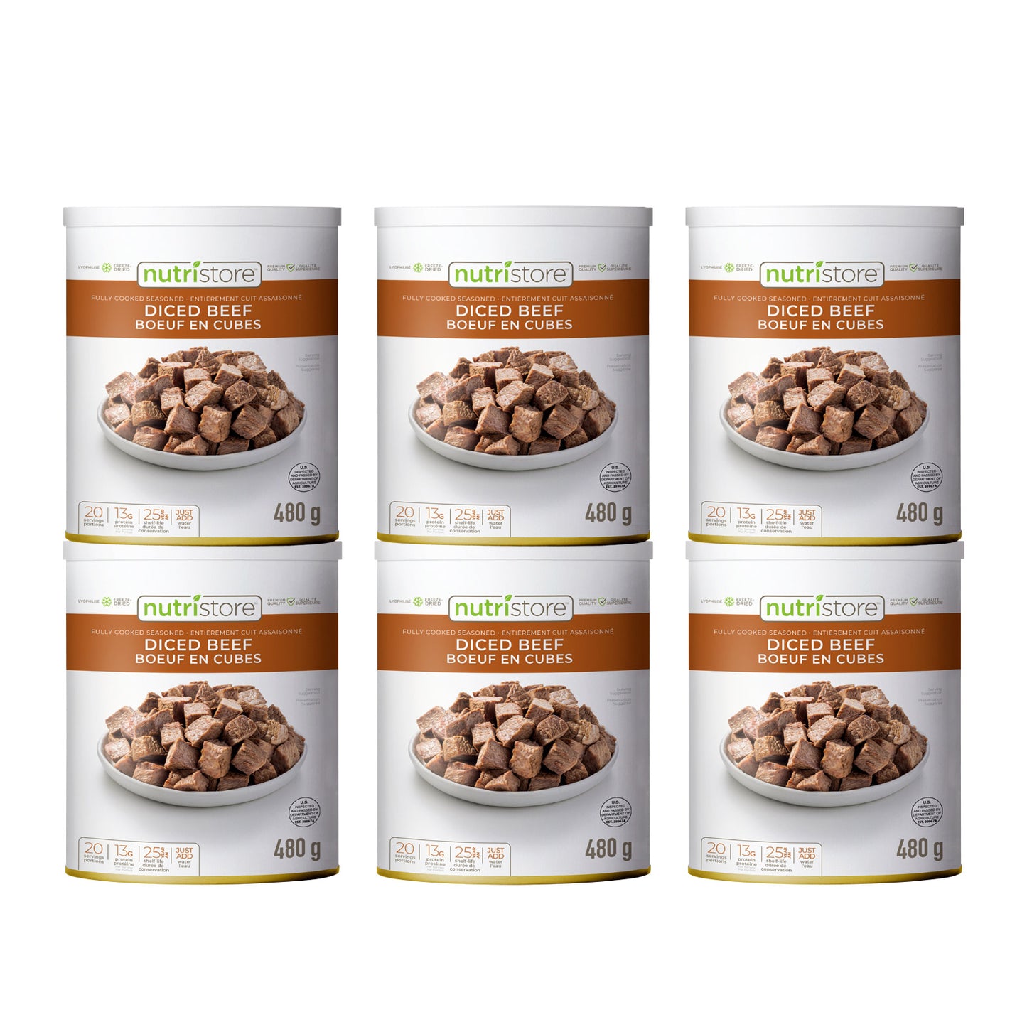 Nutristore Freeze Dried Diced Beef, 6 x 420 g - image 1