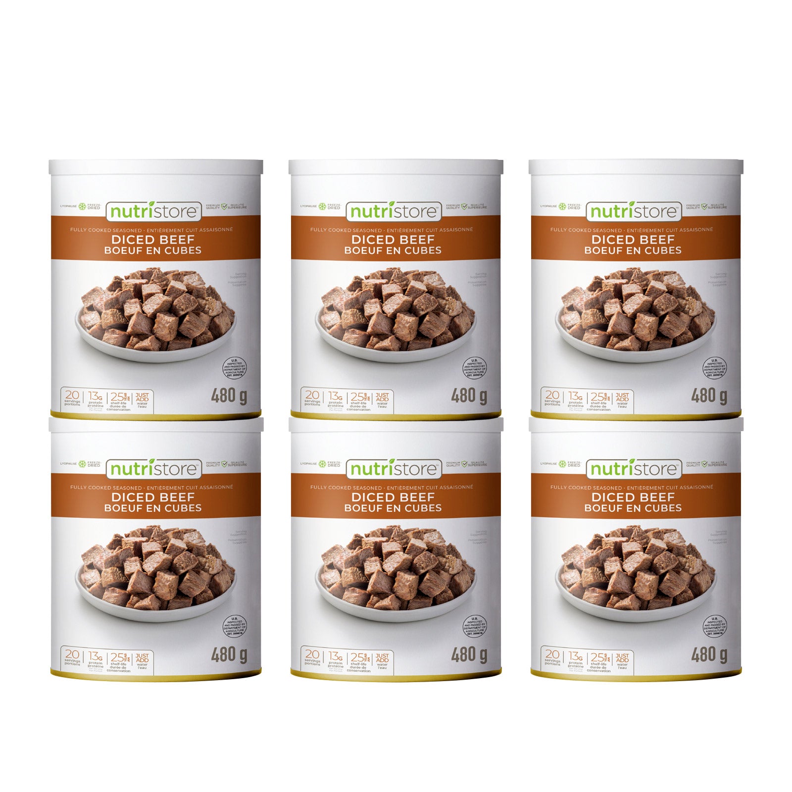 Nutristore Freeze Dried Diced Beef, 6 x 420 g - image 1