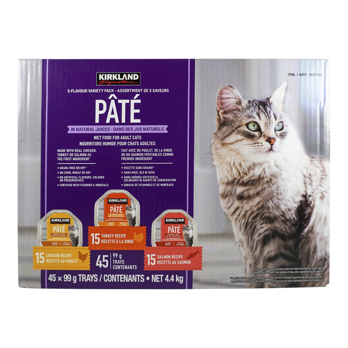 Kirkland Signature Wet Cat Food, Pate Variety Pack 45 x 99 g - image 1