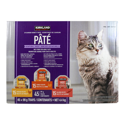 Kirkland Signature Wet Cat Food, Pate Variety Pack 45 x 99 g - image 1
