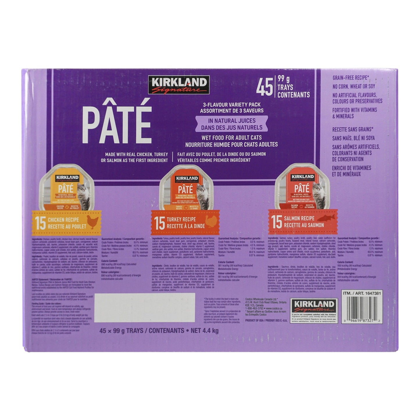 Kirkland Signature Wet Cat Food, Pate Variety Pack 45 x 99 g - image 2