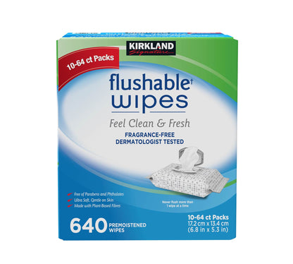 Kirkland Signature Flushable Wipes, 640 Wipes - image 2
