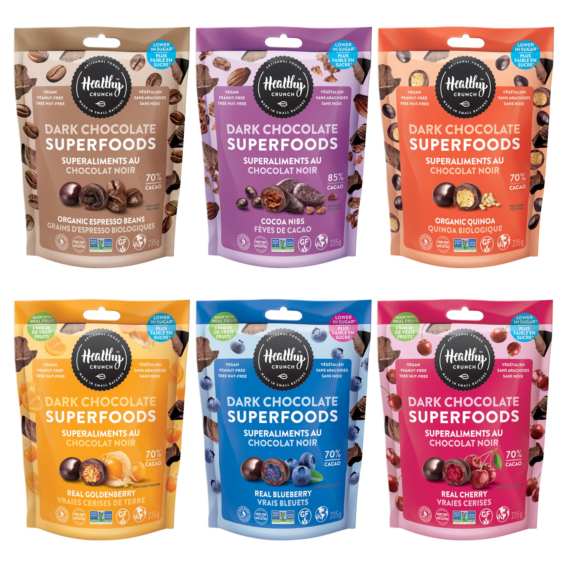 Healthy Crunch - Dark Chocolate Superfoods Variety Pack, 6 × 235 g - image 1
