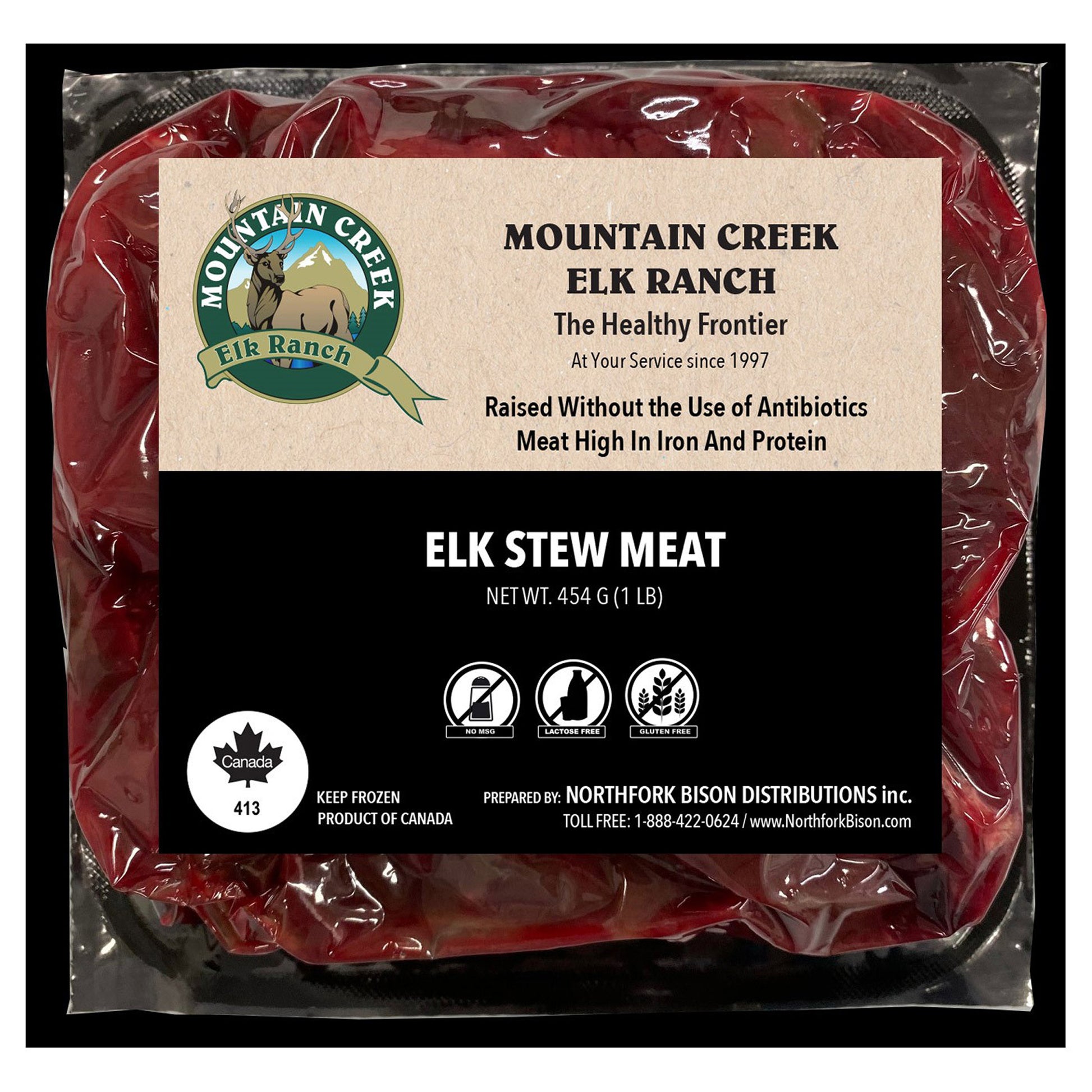 Northfork Elk Stew Meat, 5 x 16 oz (1 lb) - image 2