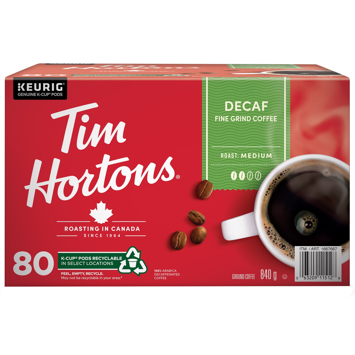 Tim Hortons Single-serve Decaf K-Cup Pods, 80-count - image 1