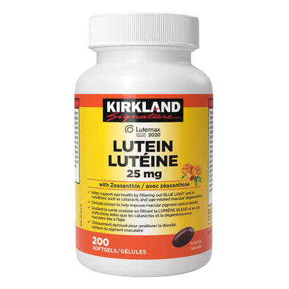 Kirkland Signature Lutein 25mg with Zeaxanthin, 200 Softgels - image 2