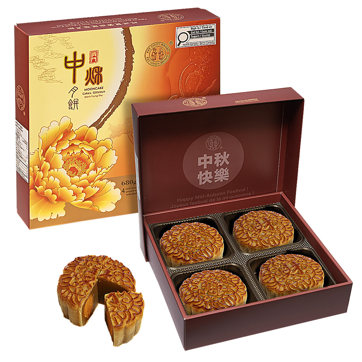 Fat Choy White Lotus Seed Paste Mooncakes with 2 Egg Yolks, 2 × 680 g - image 2